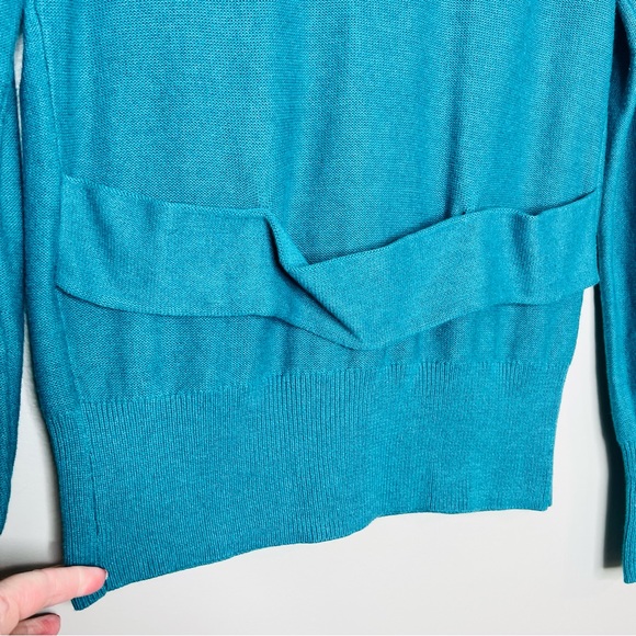 Cabi Small V Neck Button Front Teal Turquoise Sweater Cardigan Cotton Spring - Picture 7 of 10
